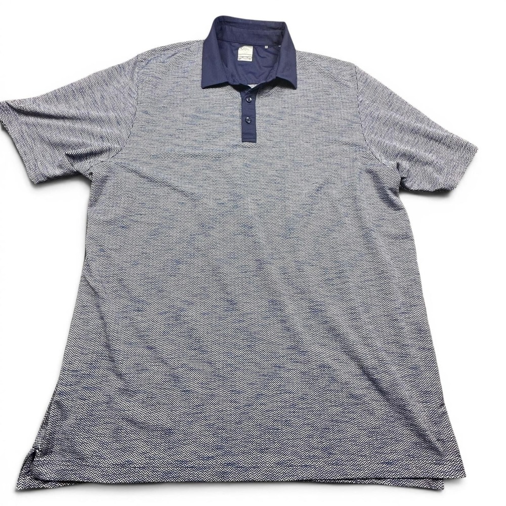 Callaway Polo Shirt Mens‎ 3XL Blue Herringbone Short Sleeve Golf Performance Top - Picture 2 of 5
